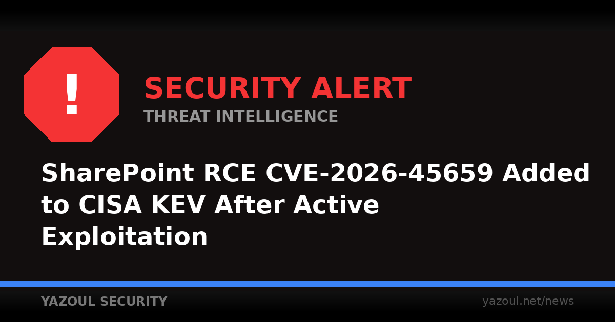 SharePoint RCE CVE-2026-45659 added to CISA KEV